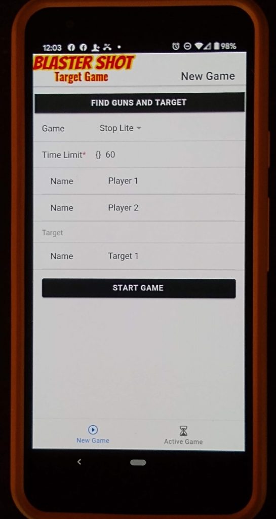 Nerf Score Keeping Phone App displays all Nerf Target Game info to Phone