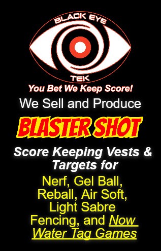 Score Keeping Vests and Targets for Gel Ball, Nerf, Reball, Airsoft, Light Saber Fencing and Now Water Tag